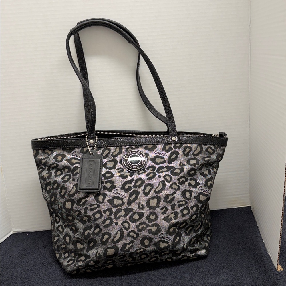 Coach Gray Leopard Print Tote Bag